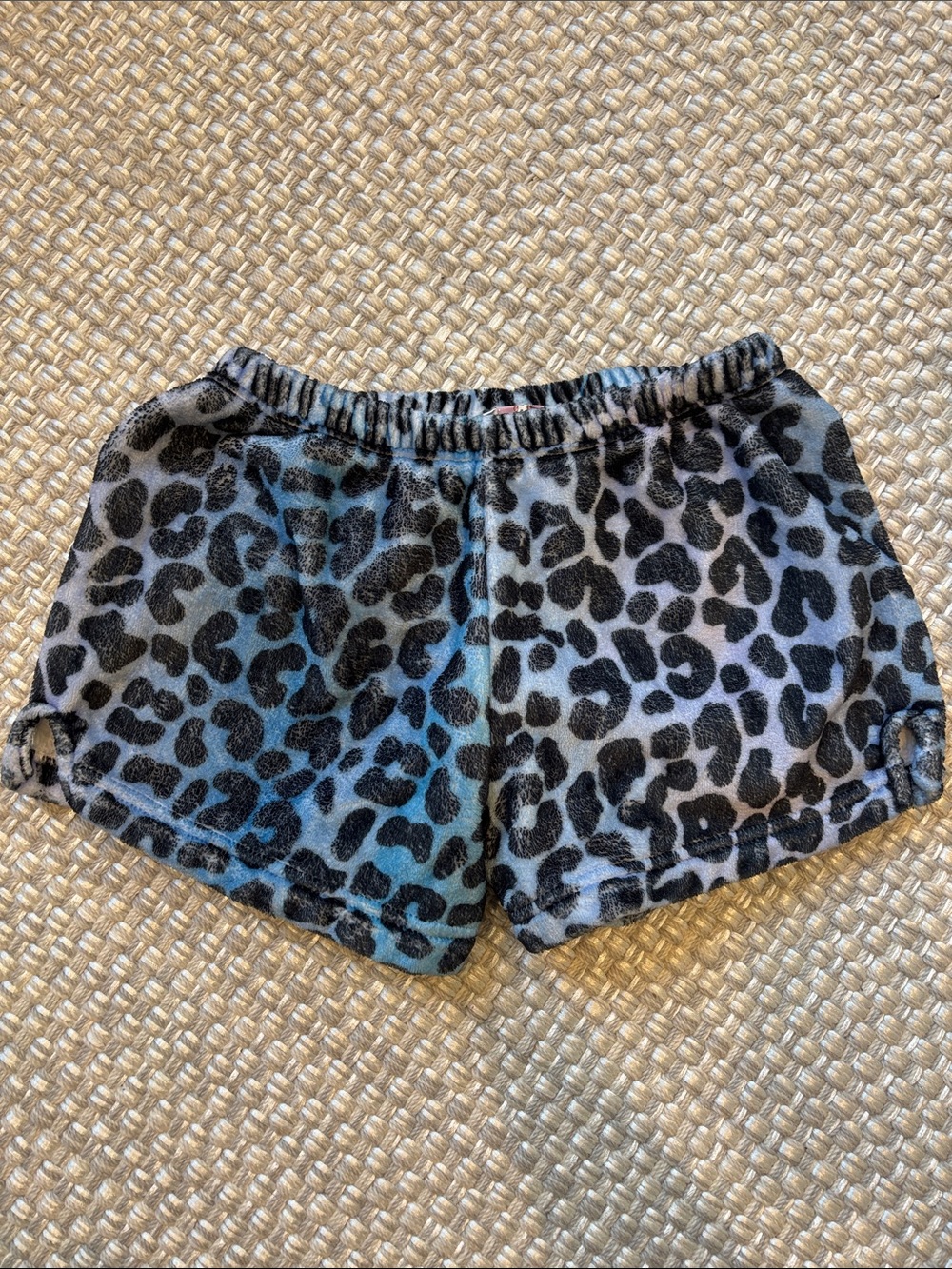 Girls' Plush Leopard Print Shorts - Black and Gray